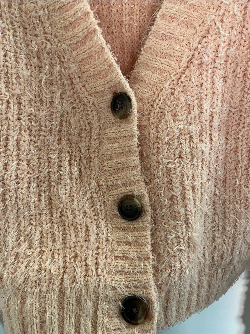 wild fable Peach Fuzzy Cropped Button Cardigan - Picture 3 of 6